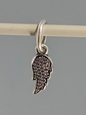 Authentic Retired Pandora Angel Wing CZ Dangle Charm 791352CZ